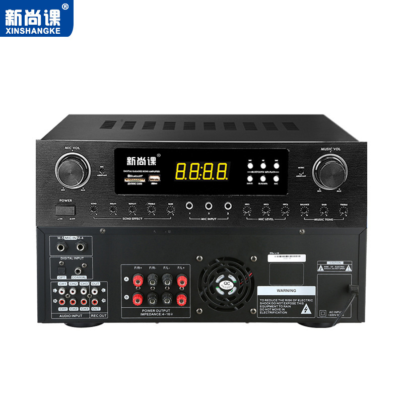 Frequencia gratuita karaoke doméstico combinado de alta potencia amplificador de tarjetas KTV sonido bluetooth USB amplificador de resistencia fija