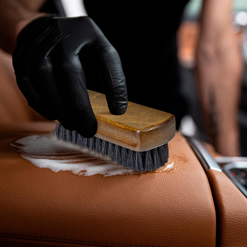 Leather & Upholstery Cleaning Brush Cover, 100% Horsehair Bristles, Clean Car Seats Car Interior