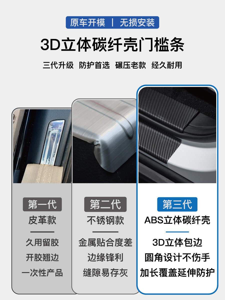Suitable for Changan Qiyuan A05/A06/A07/Q07 carbon fiber pattern door sill strip Q05 welcome pedal and trunk guard