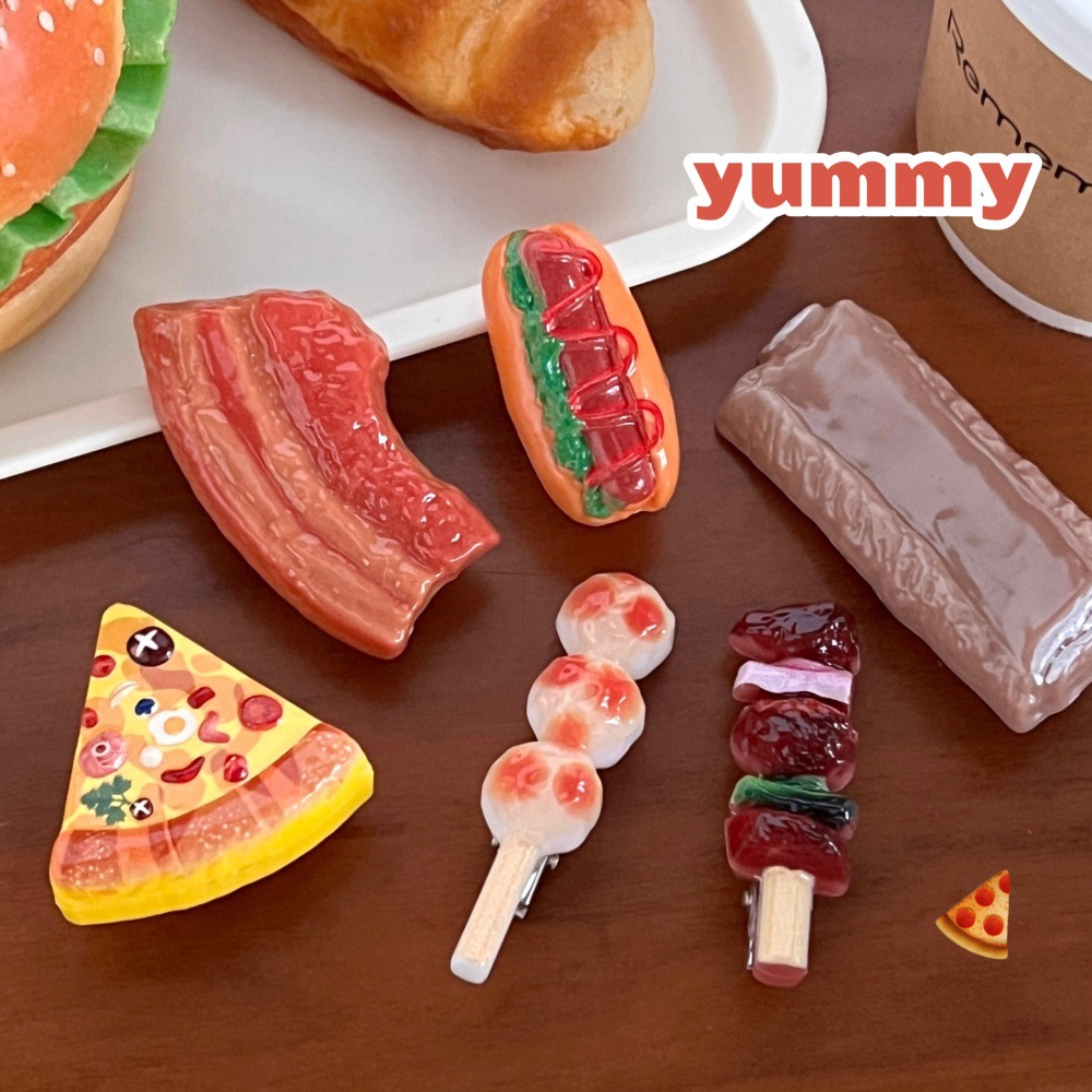 Creativa extraña comida infantil juegan pinzas de cabello comida simulación juegos de cabello de chicas interesantes pinzas de cabello al por mayor