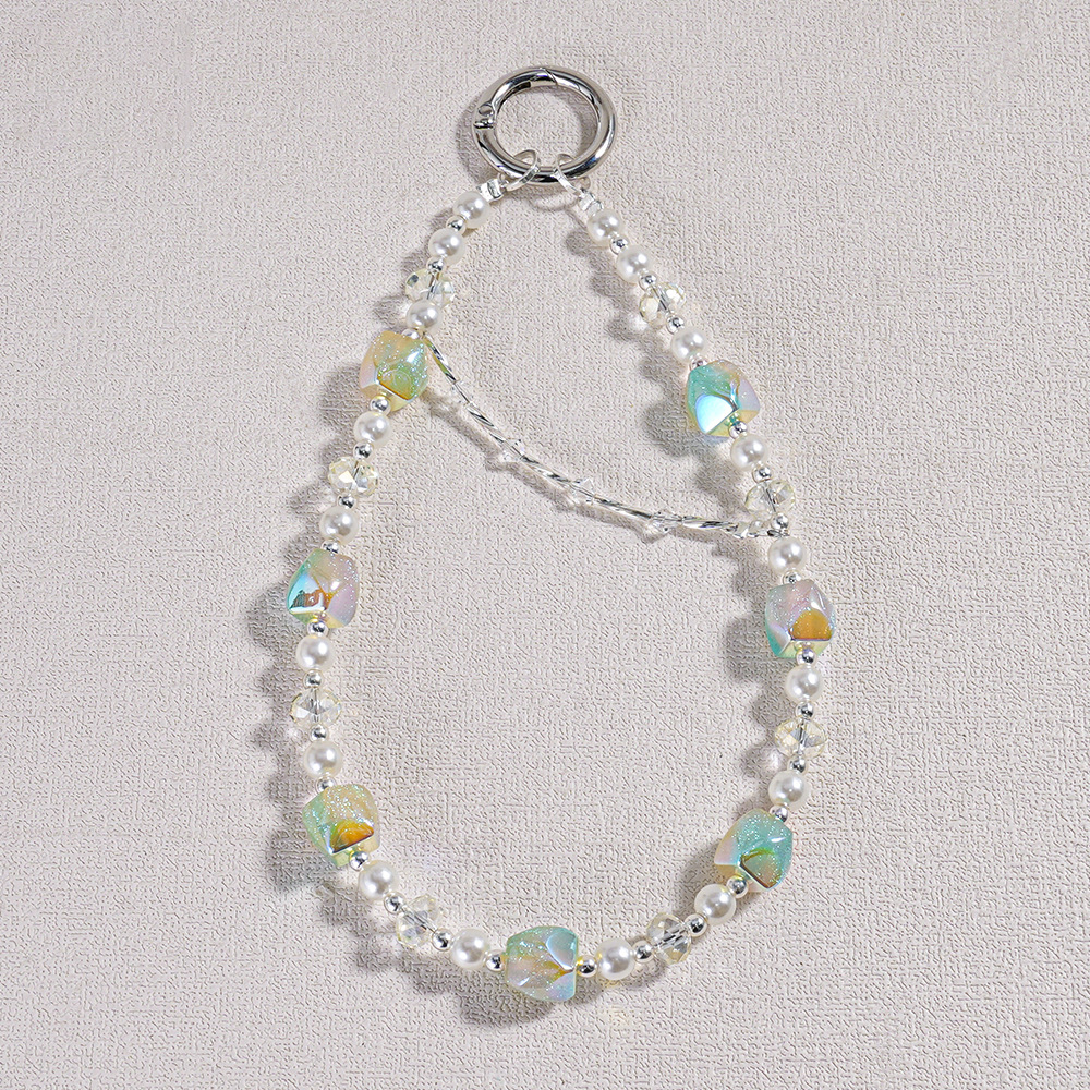 Haijia Dunhuang flash fino tres colores a juego piedra pequeña a través del orificio con cuentas cadena de teléfono móvil bricolaje accesorios materiales al por mayor