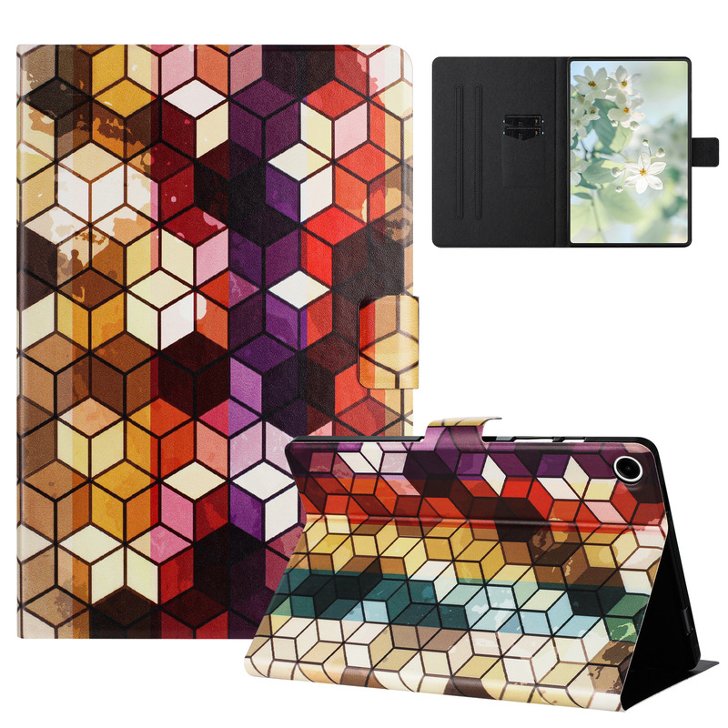 Suitable for iPad Pro11 Flat Leather Case Samsung Tab A9plus Cartoon Painted Animal Card Holder Anti-fall