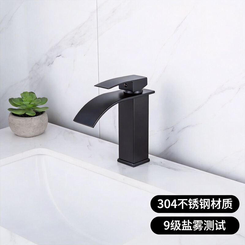 Black Waterfall Faucet for Export, Price Reduction, Bathroom Basin, Washbasin, Bathroom Sink, Countertop Basin, Hot and Cold Water Faucet