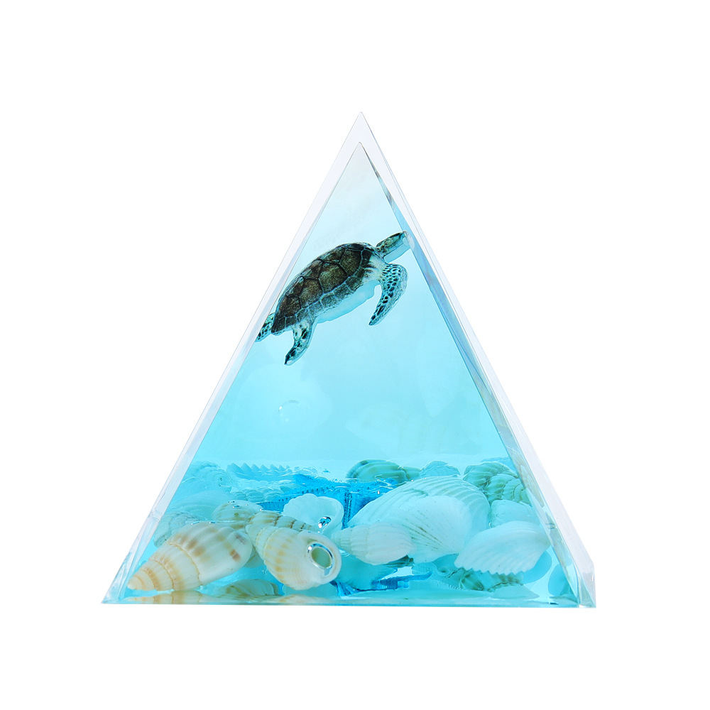 Ocean Series Micro-Landscape Pyramid Cone Resin Crafts Night Light Souvenir Gift Desktop Ornament