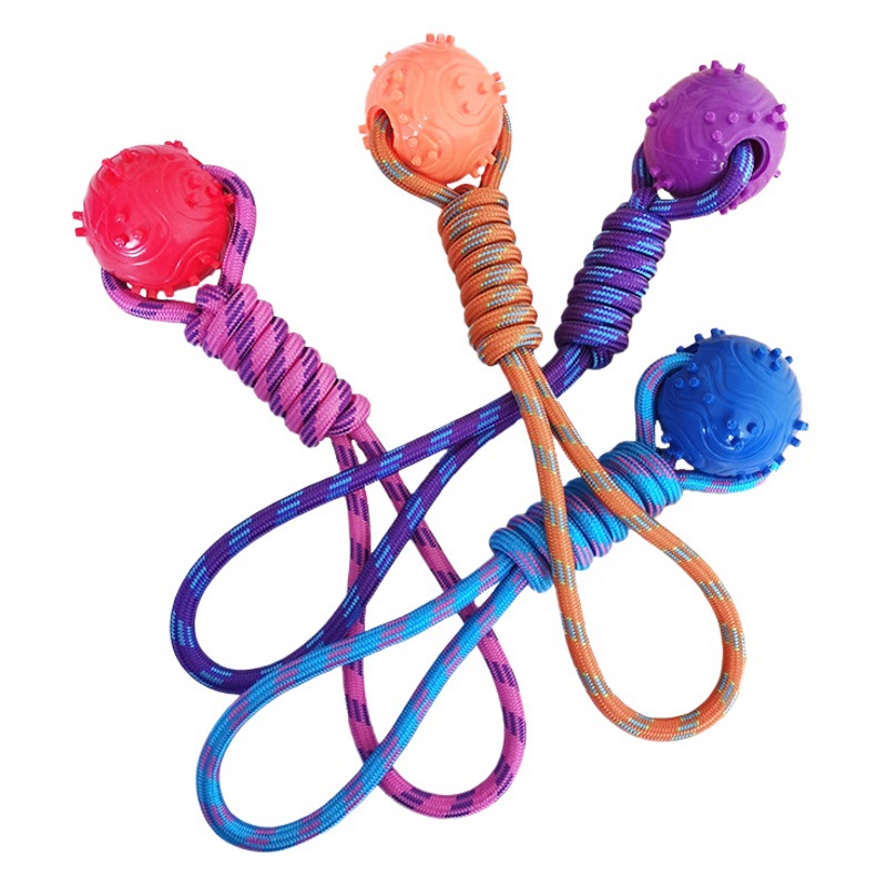 Fábrica transfronteriza nuevo juguete para mascotas cuerda elástica de nylon esférica Limpieza de dientes molares juguete de perro de entrenamiento resistente a mordeduras