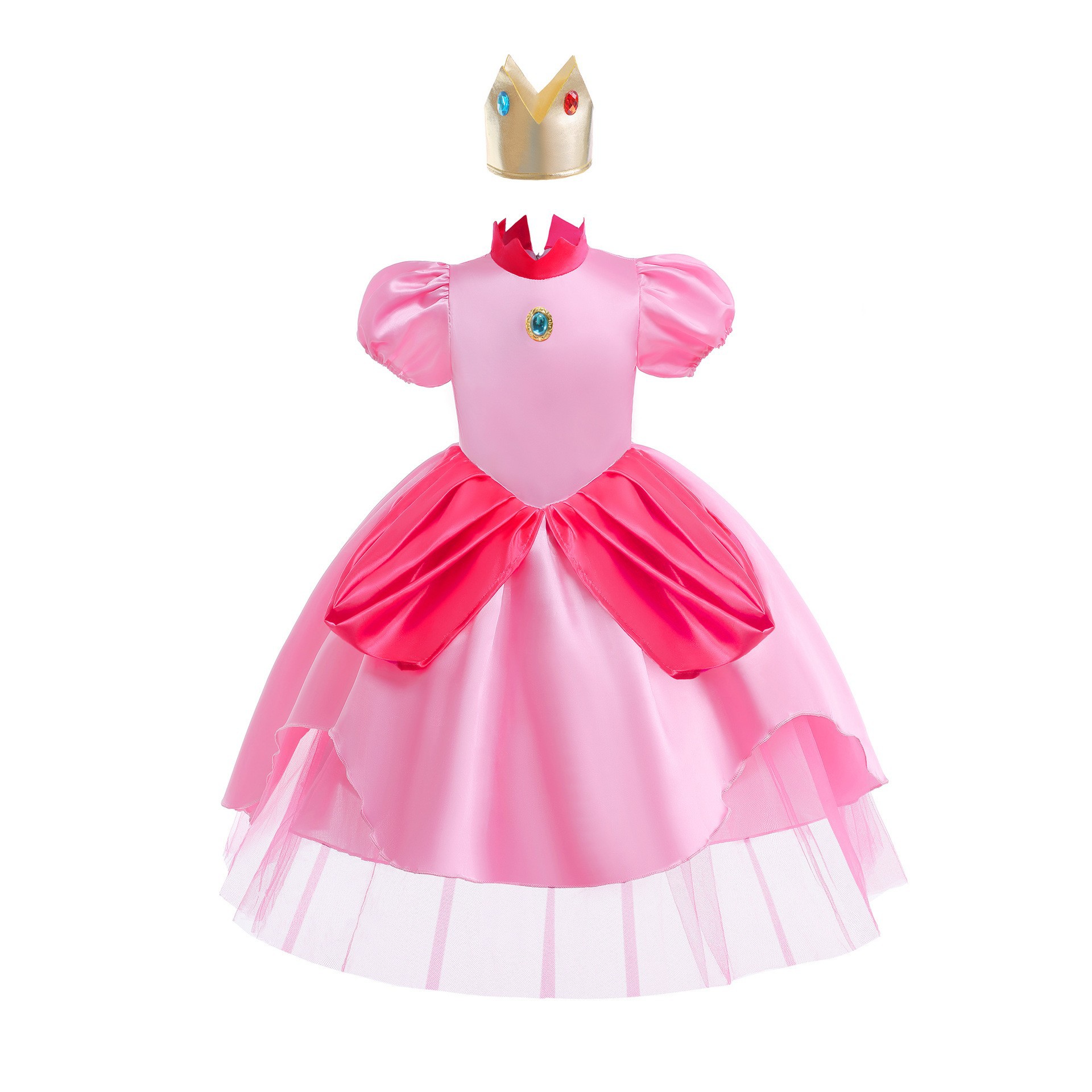 Transfronterizo de comercio exterior Cosplay rendimiento ropa de los niños princesa bi Ji vestido niña Mario melocotón princesa vestido
