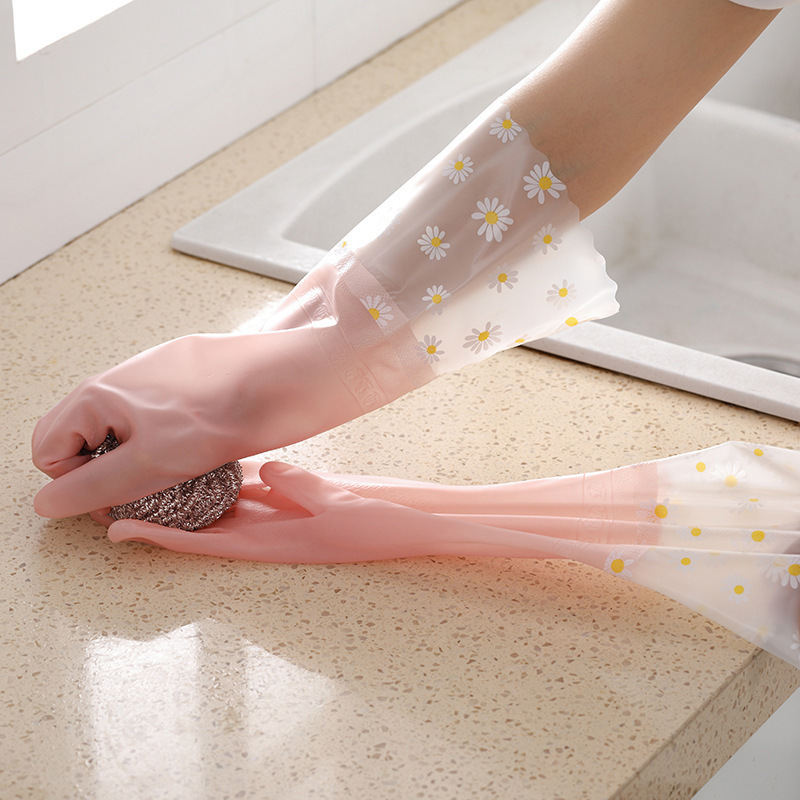 Guantes para lavar platos guantes de goma para el hogar con cordón duradero para mujeres resistentes al desgaste Limpieza de cocina goma látex limpieza antideslizante