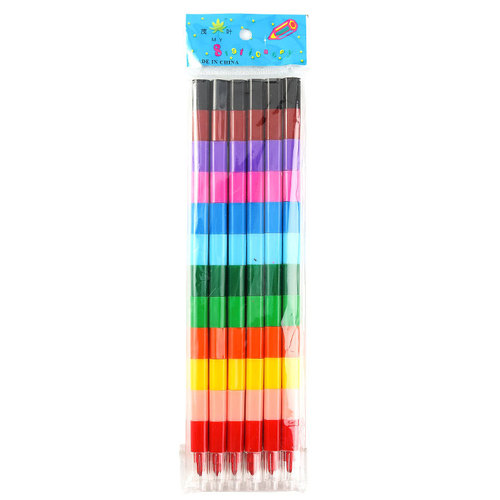 Children's painting splicing crayons 12 colors hand-painted creative graffiti painting splicing crayons color building blocks splicing crayons