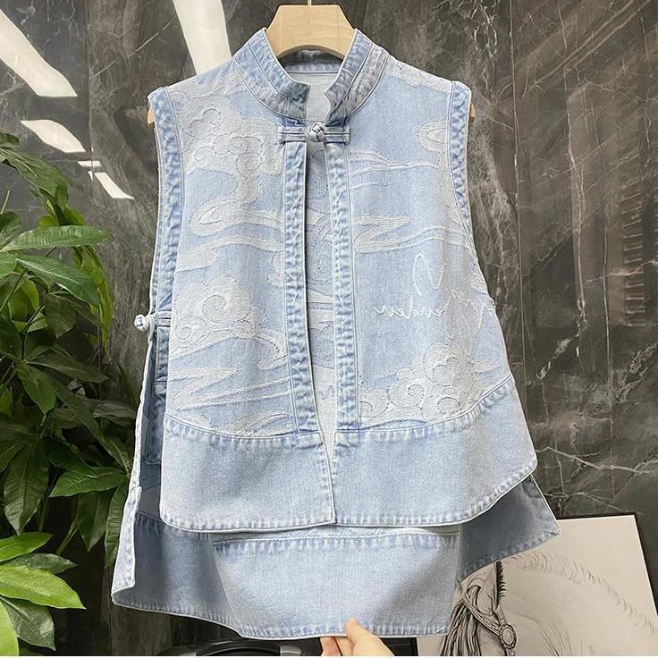Fashionable denim vest for women, 2026, trendy, loose-fitting, thin, thin, suitable for autumn, outerwear, vest, jacket.