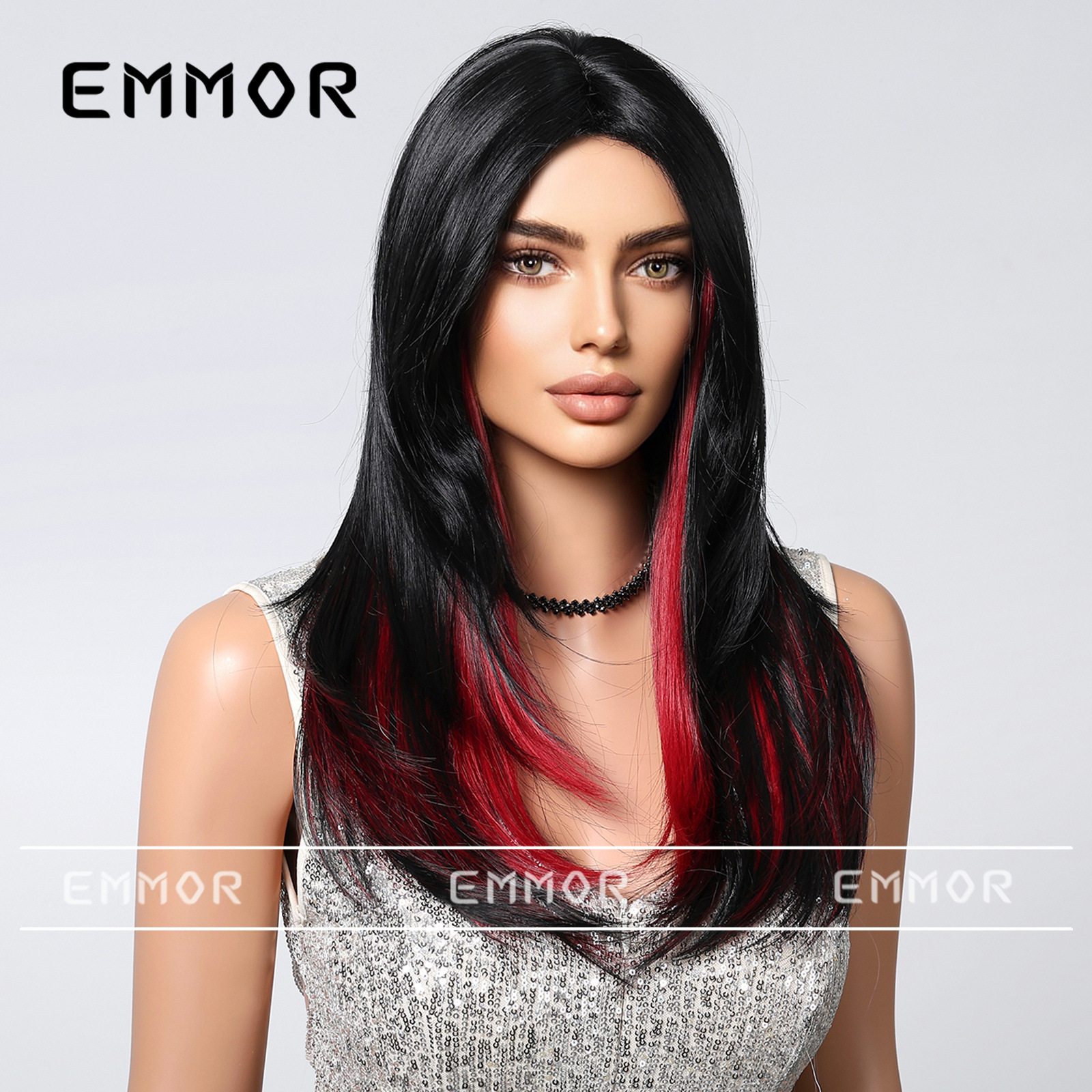 Nuevos sombreros transfronterizos, sin flequillo, negro natural, orejas colgantes de alto nivel, cabello largo teñido, peluca microenrollada, tipo de cabello completo