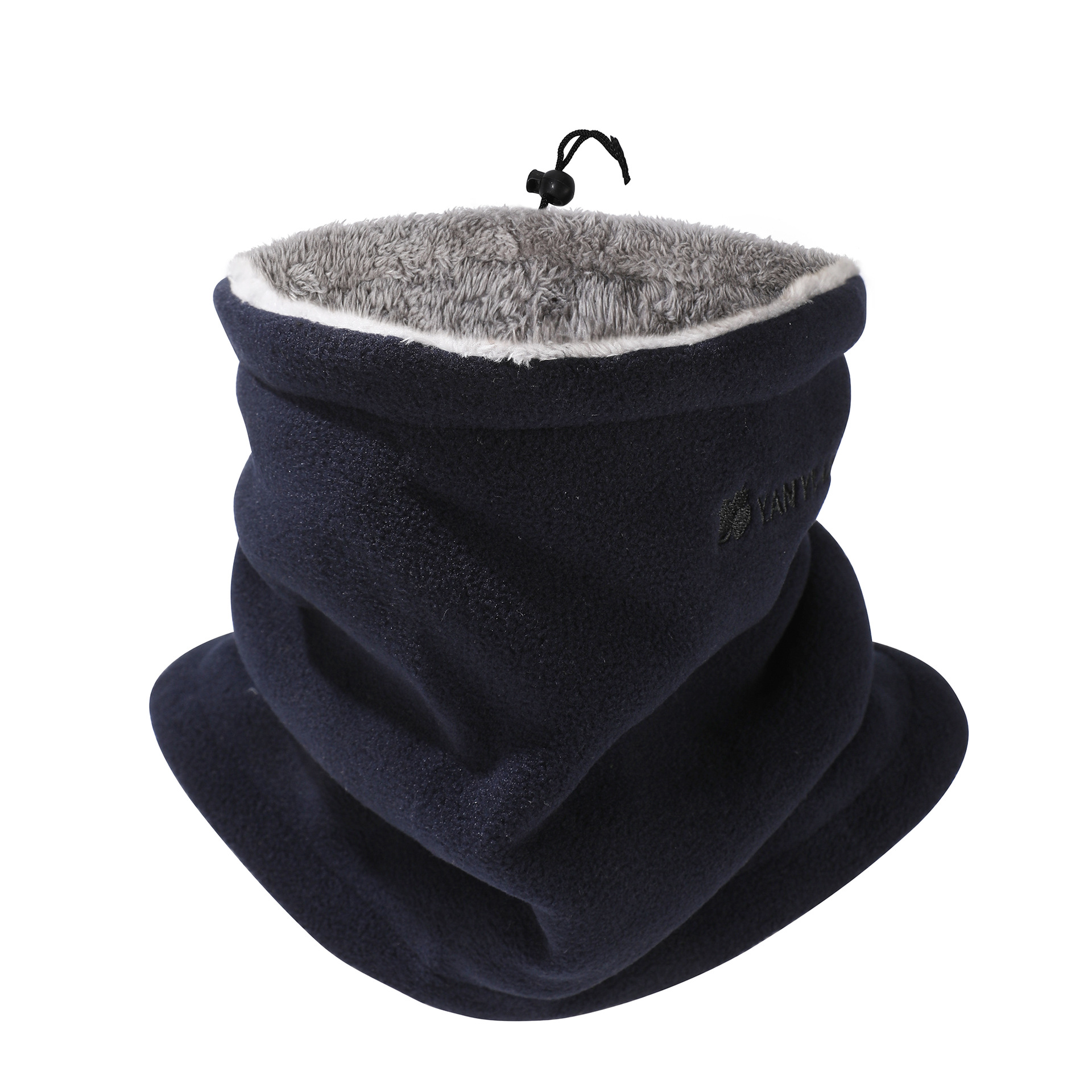 Invierno de terciopelo de calentamiento de la mujer bordado simple cuerda de tracción ajustable máscara fría y gruesa manga de cuello para hombres