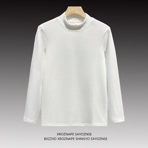Spring and autumn Couples long-sleeved T-shirt, Hong Kong style, German velvet, loose bottomed shirt, men's pure color, half-high collar, warm sweater