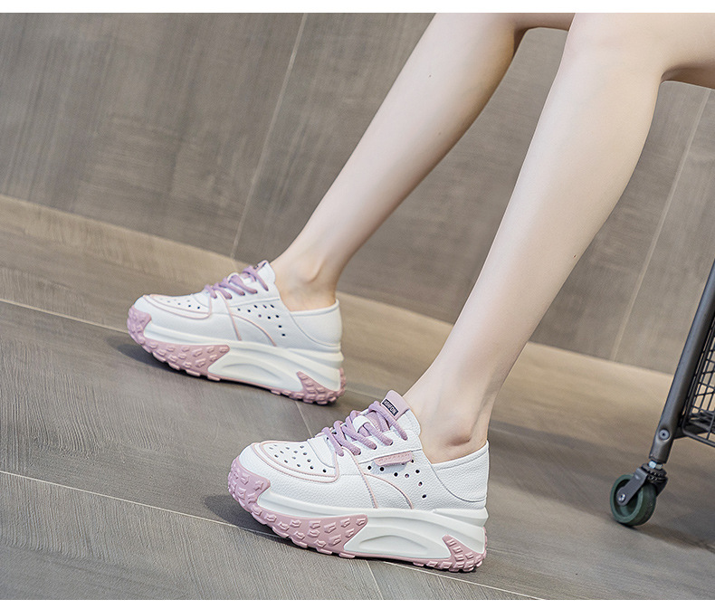 Giày sneaker nữ da thật đế dày phong cách thể thao tăng chiều cao, có thể xỏ như dép, mẫu hè 2026 — M2328 màu tím, M2328 màu đen, M2328 Màu Đỏ, M2328 màu xanh lá chi tiết 31