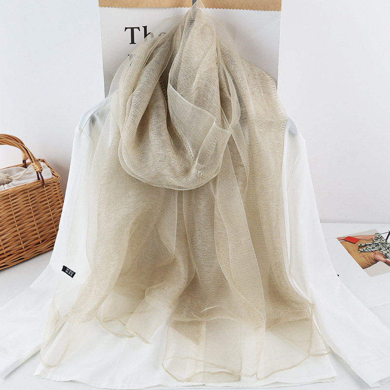 2026 Spring New Style Mulberry Silk Scarf Sun Protection Shawl for Women Spring and Autumn Double Layer Silk Mohair Scarf Wholesale