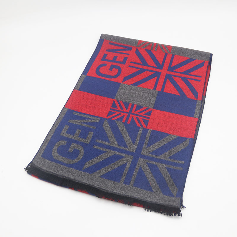 Cachecol de jacquard xadrez com franjas para homem_voghion.com