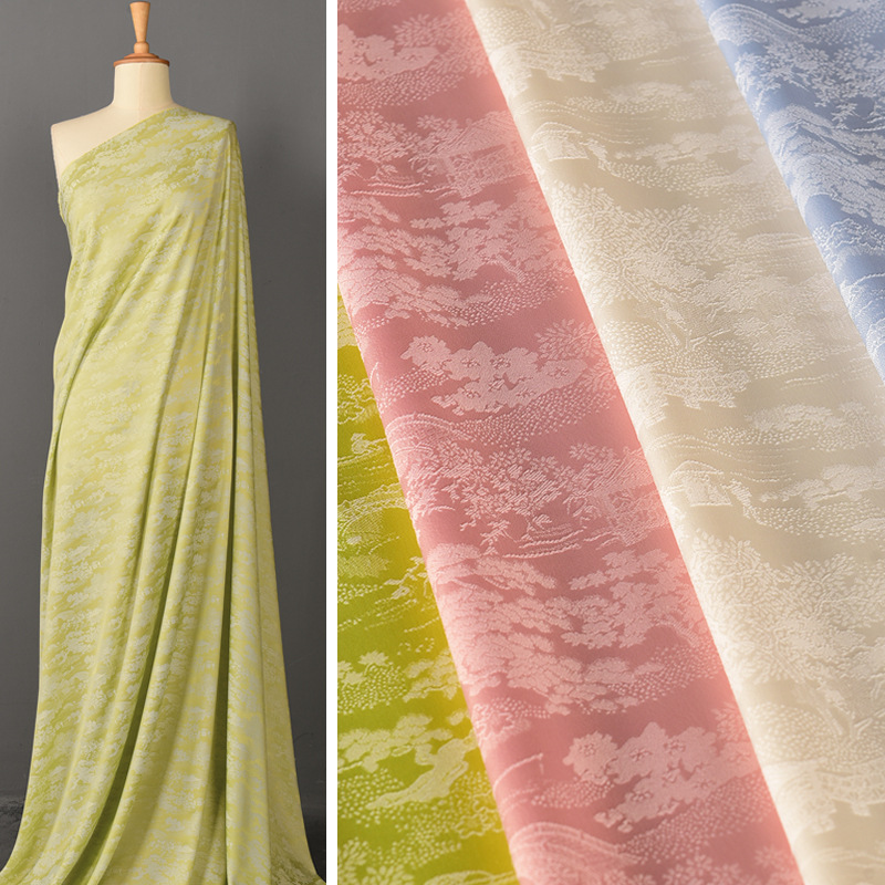 复古提花仿醋酸面料 高定古风双色旗袍绸缎丝连衣裙裤子布料