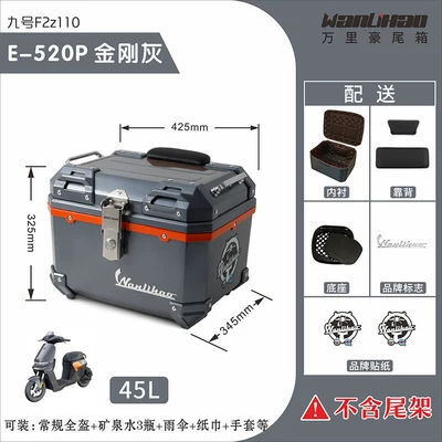 Motorcycle trunk, the No.9 F2z110 electric vehicle - no9-f2z-diamond-gray-520p-with-double-black-backrest-lining