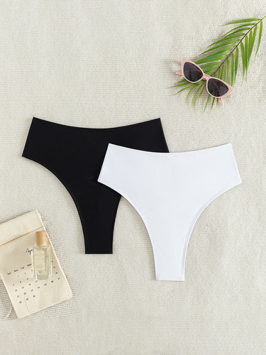 2024 new pure color sexy European and American cross-border foreign trade swimwear bikini wrinkled swimming pants two-piece set for women