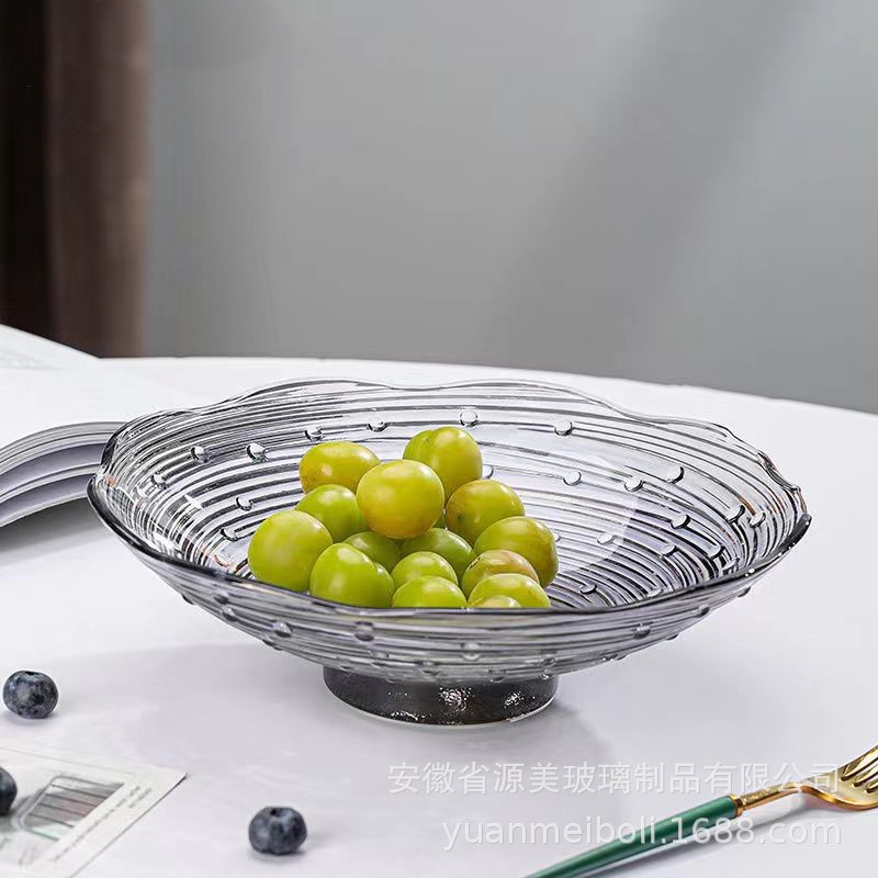 Placa de fruta de vidrio de alto aspecto simple caja de regalo creativa nebulosa hogar sala de estar mesa de café fruta merienda plato de fruta de cristal