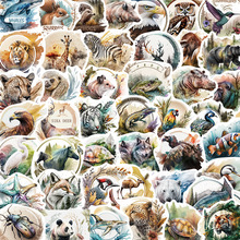 50张卡通野生动物涂鸦贴纸素材可装饰手账本笔记本手机壳吉他贴画