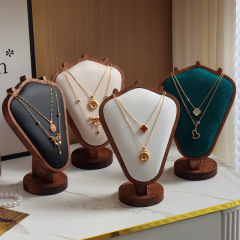 跨境轻奢绒布模特架项链胡桃木首饰展示架人像脖架珠宝饰品架陈列