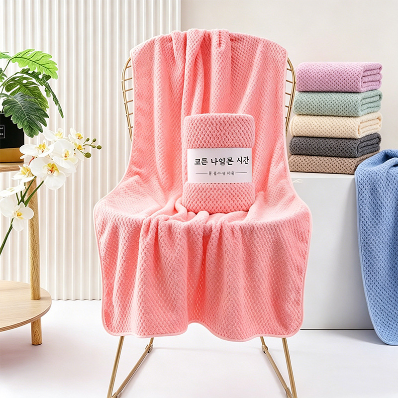 Wholesale transfronterizo piña toalla de baño gran coral veludo espesar toalla de regalo toalla de baño pareja toalla de baño de secado rápido absorción