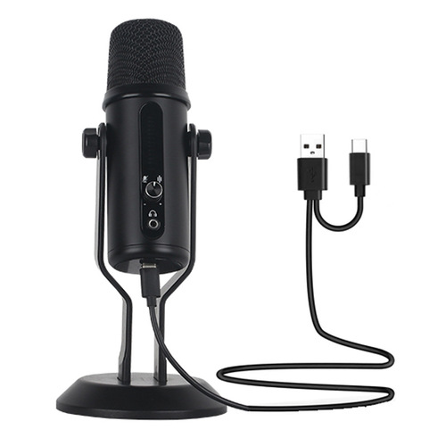 LED sound-controlled breathing light USB microphone gaming live recording condenser microphone smart noise reduction computer voice-over microphone