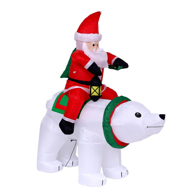 Nuevos productos transfronterizos Navidad infláble decoración 1.8m Santa monta oso blanco decoración luminosa patio