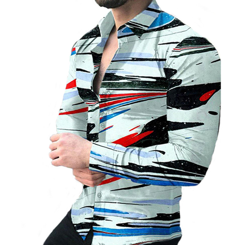Comercio exterior transfronterizo 2023 nueva primavera y otoño camisa de manga larga para hombres moda 3D impresa camisa casual ventas directas de fábrica
