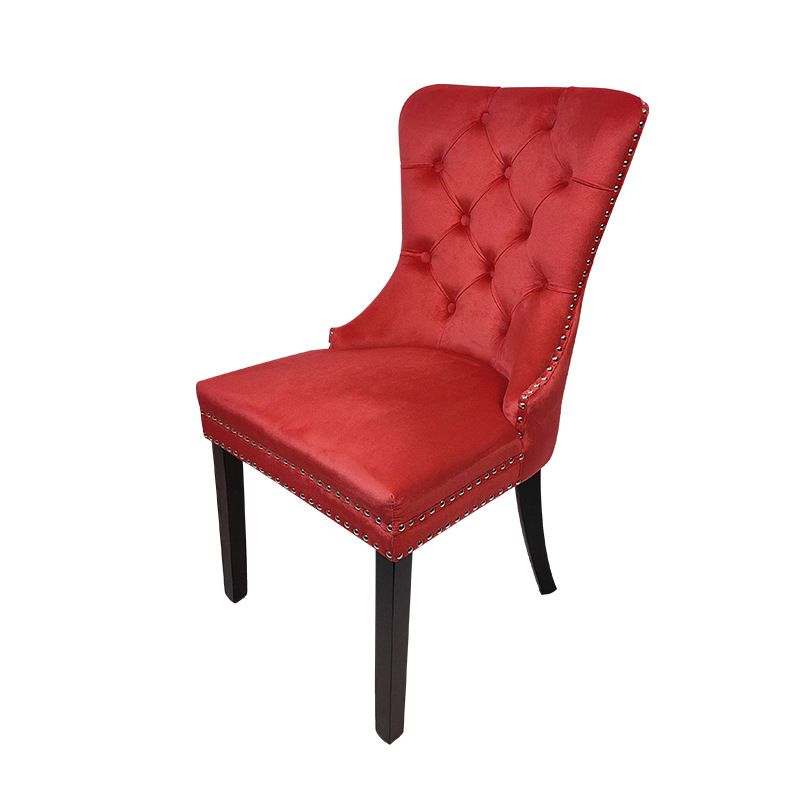 Silla de comedor de hotel de tela de estilo europeo silla de madera maciza de respaldo suave bolsa respaldo hebilla occidental restaurante comedor Silla de ocio al por mayor