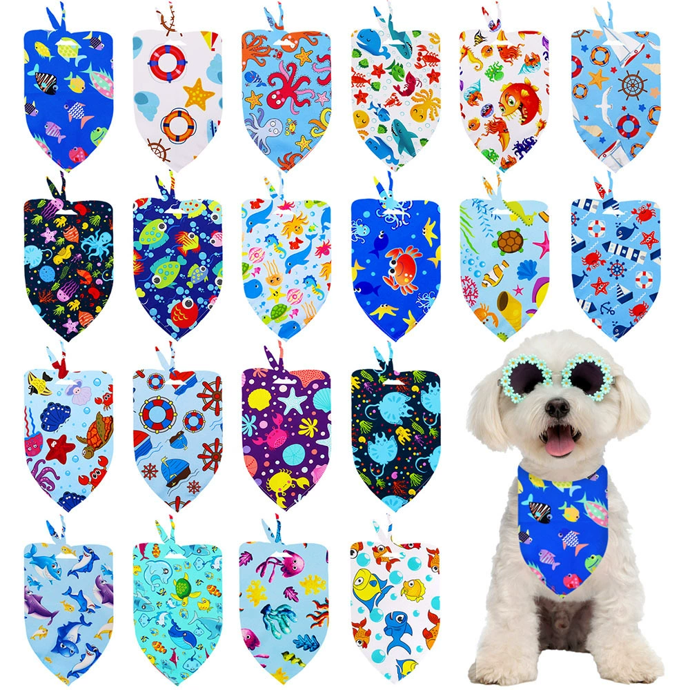 Повязка для собак, летняя бандана для щенков, морская бандана для собак, треугольный шарф для собак, регулируемый и моющийся
