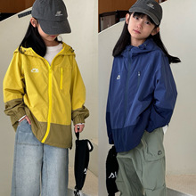 HM1216 2025春款连帽山系冲锋衣新款宽松春秋男女中大童休闲外套