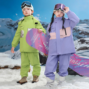 Children's Ski Clothing Boys' and Kids' Ski Clothing Trouser Suit DuPont Warm Windproof Waterproof Outdoor Jacket for Primary School Students