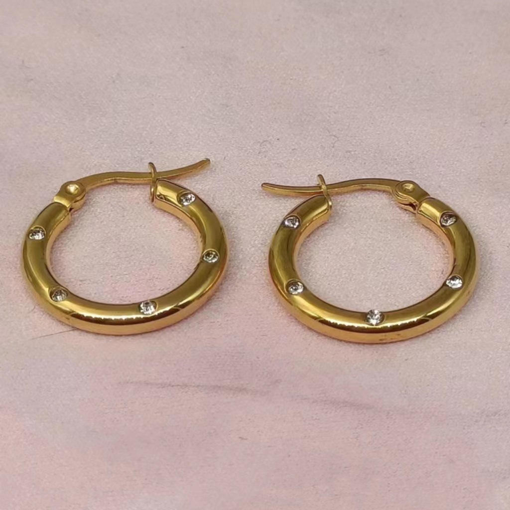 1 Pair Streetwear Solid Color Plating Titanium Steel Hoop Earrings display picture 3