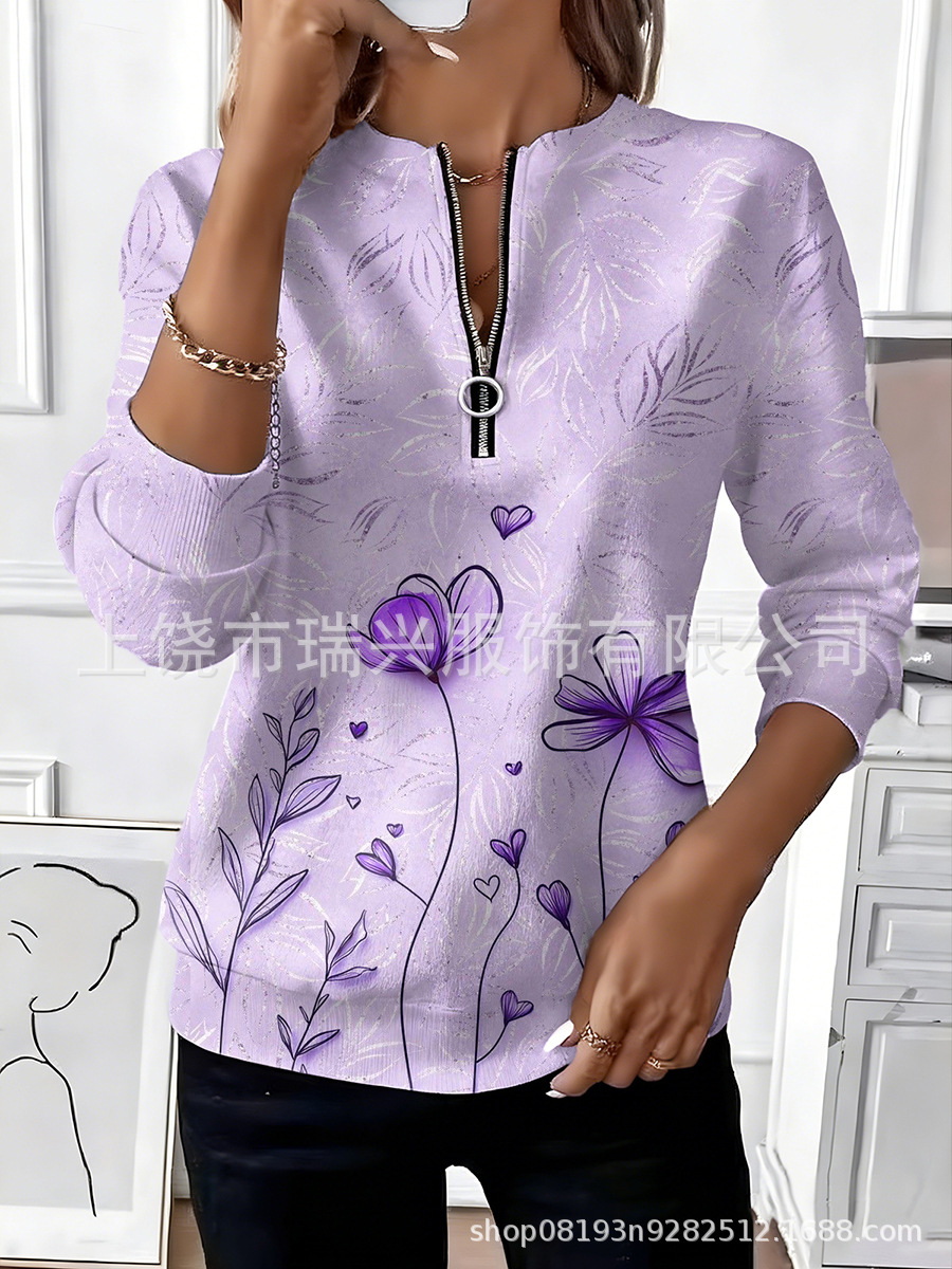Sudadera Casual de Manga Larga con Estampado para Mujer de Spandex para Uso Diario
