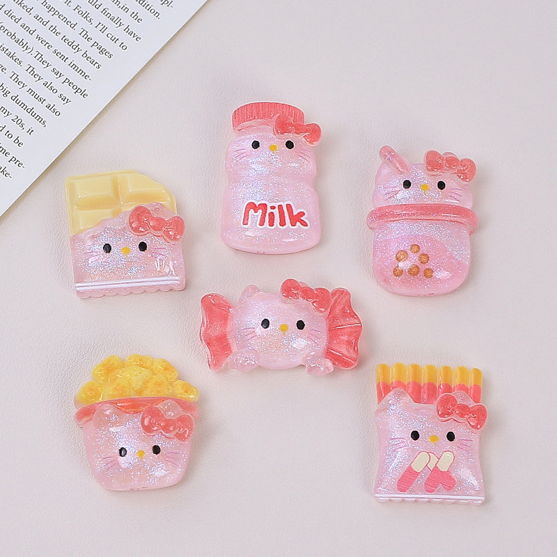 Snack Cat Cartoon Creative Handmade DIY Accessories Cream Glue Resin Small Parts Material Kit Wholesale