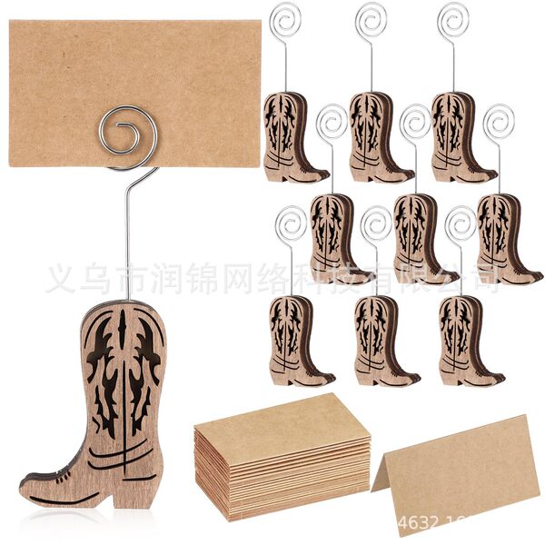 Havawish 10 pieces of wooden denim boots meal holders and 10 cowhide…