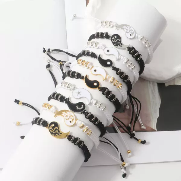 Tai Chi Bracelet Fashionable Cross-Border Black and White Tai Chi Bagua Bracelet Couple's Woven Black and White Tai Chi Bagua Bracelet
