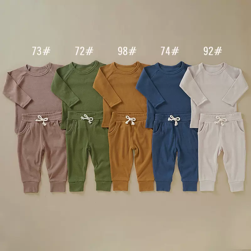 外贸婴儿睡衣有机棉宝宝秋衣有机棉童睡衣ins风中小童家居服套装