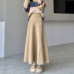 针织半身裙女2025新款小个子秋冬季大摆A字裙长款高腰加厚伞裙子