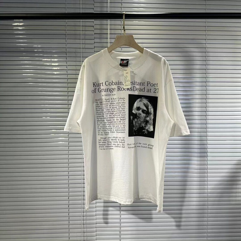 Nirvana Vintage Kurt Cobain Heavy Retro Trendy Brand Vtg Short-Sleeve High Street Casual T-Shirt