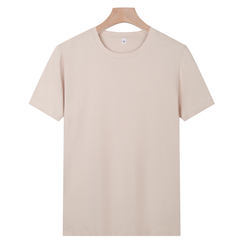 ¡El peso! Camiseta de algodón largo peinado 180g de verano casual hombre y mujer de manga corta de color sólido media manga