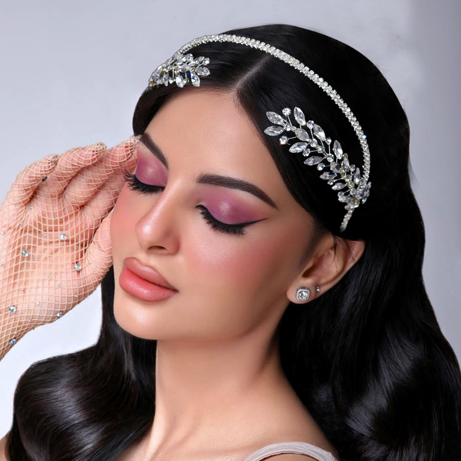 30g Weight Hair Band Hair Accessories Type Rhinestones Inlay Material 1 Piece Quantity Iron Material Leaf Pattern All Seasons Season Women's Gender Elegant, Glam, Bridal Style Elegant Glam Bridal Women's Leaf Rhinestone Crown Jewelry Headband 6