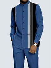 Y 39394 3D Print Ethnic Collar Shirt Set �����L���I�r�����b