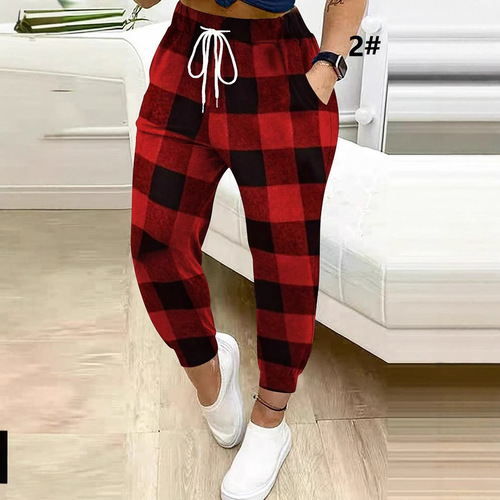 Elegant and Versatile Relaxed High-Waisted Tied-Ankle Print Pants for Women