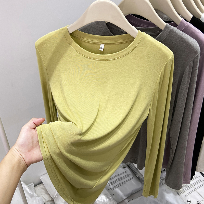 Modal Soft and Drapey Long-Sleeve Base Shirt for Women, Suitable for Early Spring, Autumn, and Winter, Slim-Fitting and Flattering, Can Be Worn as an Inner Layer or Outerwear Modal Soft and Drapey Long-Sleeve Base Shirt for Women, Suitable for Early Spring, Autumn, and Winter, Slim-Fitting and Flattering, Can Be Worn as an Inner Layer or Outerwear