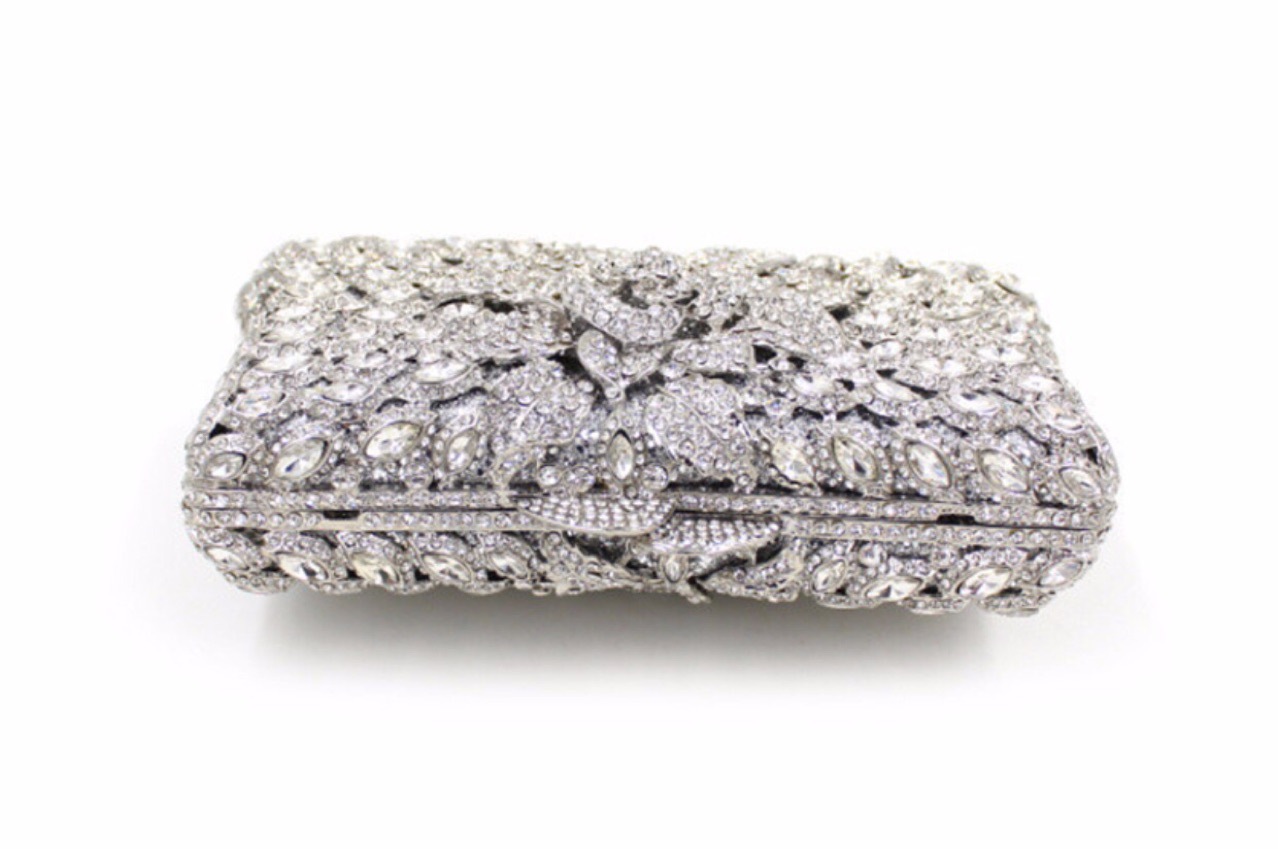 Túi clutch nữ đính kim cương dạ tiệc phong cách Âu Mỹ — kim cương vàng trên nền vàng, Màu bạc, Màu xanh lá, Màu đen chi tiết 11