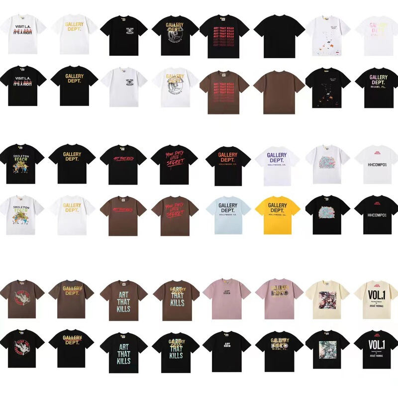 European and American Fashion Brand GALLERY DEPT TIDE Letter Slogan Pattern Printed Short Sleeve T-Shirt High Street Half Sleeve for Men and Women