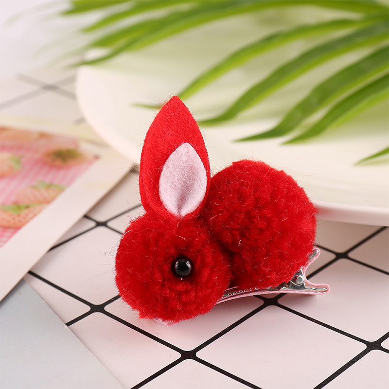 다크 레드 토끼 머리핀