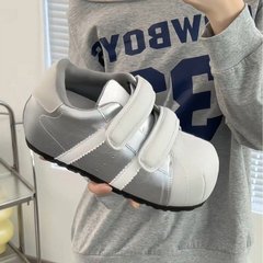 百搭休闲单鞋浅口女Q版泡泡贝壳卡通板鞋6cm魔术贴内增高新款潮鞋